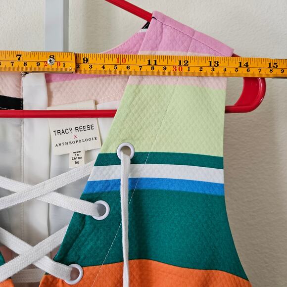 TRACY REESE X ANTHROPOLOGIE Striped Multicolored Coastal Zipper Shift Dress Sz M - Picture 12 of 16